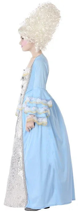 Disfraz de Cortesana Barroca Azul para Niña Veneciano y Época Atosa